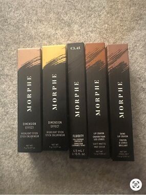 Morphe Cosmetics Makeup Bundle- Concealer-Highlighter-Lip Crayons